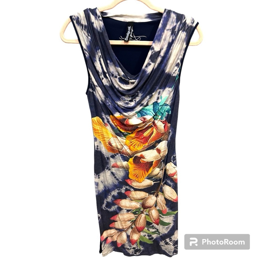 Desigual draped floral dress size small GUC M 0487
